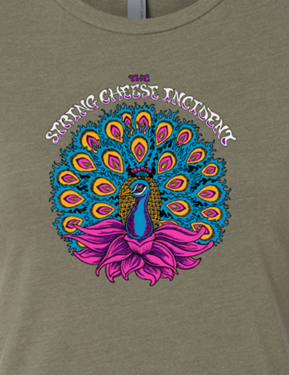 The String Cheese Incident - T-shirts- Women - Peacock Olive Closeup Detail